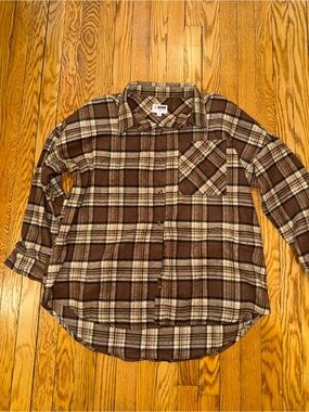 SONO Brown Plaid Flannel Button-Up Shirt